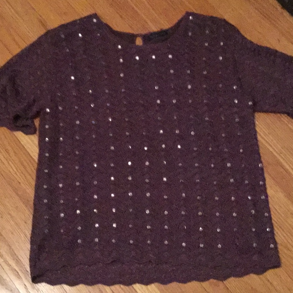 Cynthia Max purple short sleeve shell top 12